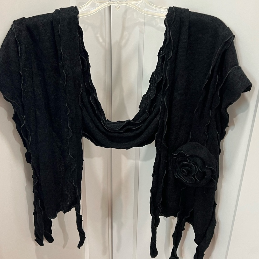 Elegant Black Women's Sweater with Floral Detail